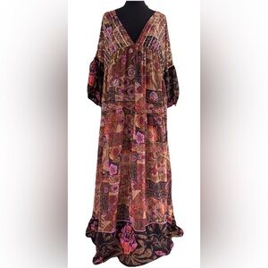 Free People Too Much To Dream Maxi Dress Sequined Bohemian Sheer Size Large